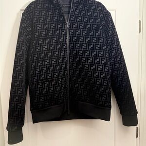 Fendi Black and Gray Logo Hoodie